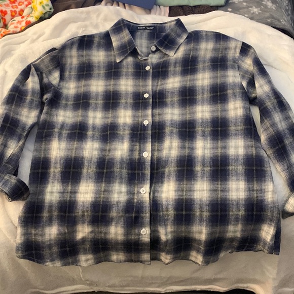 Plaid Print Button Front Overshirt Multicolor S(4) - Picture 1 of 3